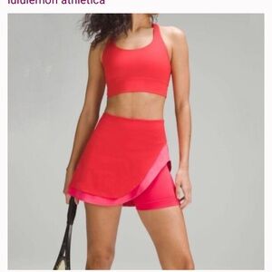 Lululemon sz 2 asymmetrical layered high rise tennis skirt in red pink layers